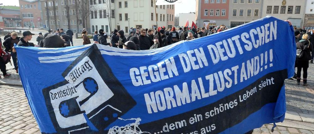 Demonstration gegen Neonazis im März in Merseburg (Sachsen-Anhalt)