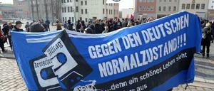 Demonstration gegen Neonazis im März in Merseburg (Sachsen-Anhalt)