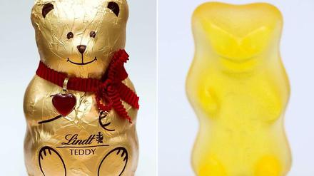 Kann man die verwechseln? Lindt stellt den Schokoladenbär "Teddy" her und Haribo den Gummibär "Goldbär".