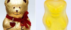 Kann man die verwechseln? Lindt stellt den Schokoladenbär "Teddy" her und Haribo den Gummibär "Goldbär".