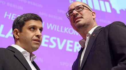 Der Berliner SPD-Fraktionsvorsitzende Raed Saleh und SPD-Landeschef Jan Stöß.