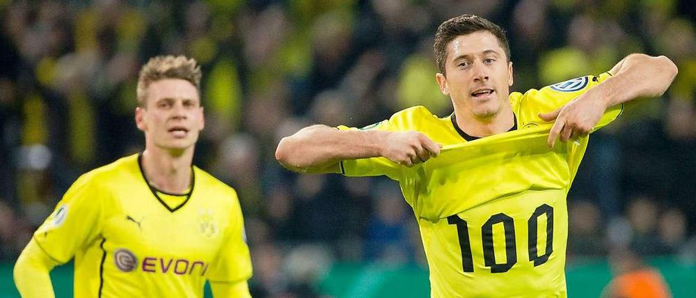 Hundert Tore für den BVB. Robert Lewandowski besorgte mit seinem Jubiläumstreffer den 2:0-Endstand.