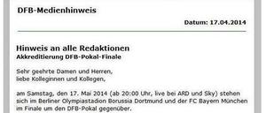 Der DFB - ein Klub der Weisen und Seher, zumindest was den eigenen Pokalwettbewerb betrifft.