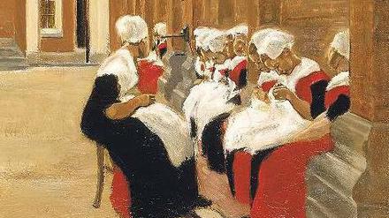 Anmut der Armen. „Hof des Waisenhauses in Amsterdam“ (1876, Ausschnitt) von Max Liebermann. 