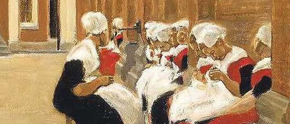 Anmut der Armen. „Hof des Waisenhauses in Amsterdam“ (1876, Ausschnitt) von Max Liebermann. 