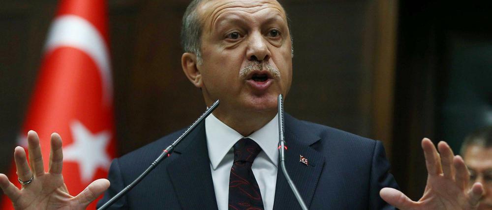 Redner Erdogan - hier im Parlament in Ankara. Im Mai spricht der Premier angeblich vor Landsleuten in Köln.