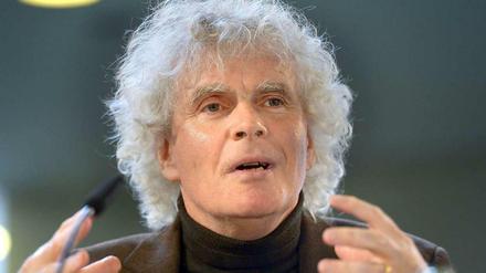 Chefdirigent Sir Simon Rattle bei der Vorstellung der neuen Philharmoniker-Saison.