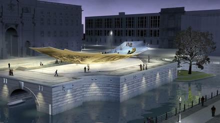 Auch über die "Wippe", das Berliner Einheitsdenkmal auf dem Schloßplatz, gibt es immer wieder Streit. Wegen der dort gefundenen Bodenmosaike oder auch wegen einer Fledermausart, die im Sockel nistet. Zum 25. Jahrestag der Deutschen Einheit 2015 wird sie nicht eingeweiht werden.