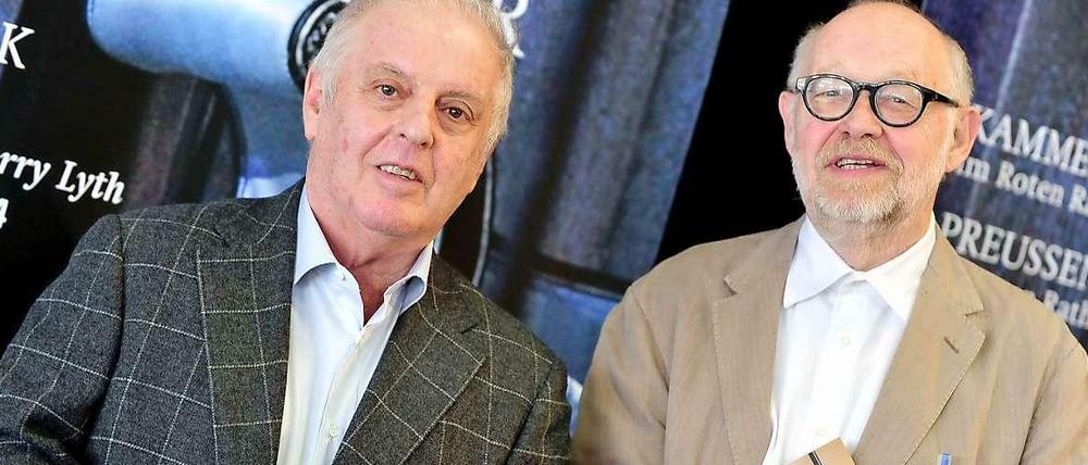 Daniel Barenboim (links) und Jürgen Flimm bei der Präsentation der Saison 2014/15 