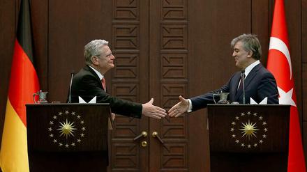 Bundespräsident Joachim Gauck beim Treffen mit seinem türkischen Kollegen Abdullah Gül in Ankara.