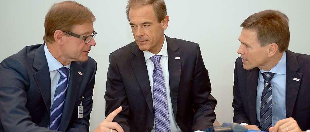 Einigermaßen zufrieden: Bosch-Chef Volkmar Denner und seine Geschäftsführerkollegen am Mittwoch bei der Vorlage der Jahreszahlen in Stuttgart.