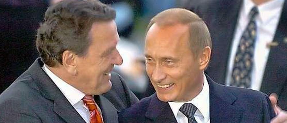 Gerhard Schröder und Wladimir Putin. Das Bild stammt aus dem Jahr 2004. Doch auch heute noch - mitten in der Ukraine-Krise - inszenieren sie öffentlich ihre Freundschaft.