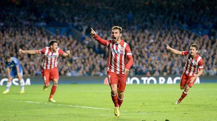 Nach dem Ausgleichstreffer: Atlético Madrids Adrian Lopez. 