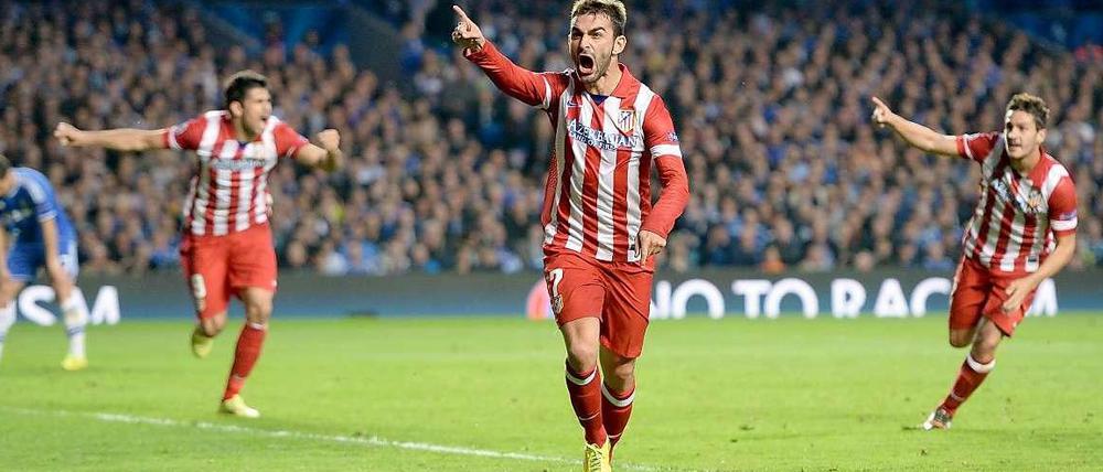 Nach dem Ausgleichstreffer: Atlético Madrids Adrian Lopez. 