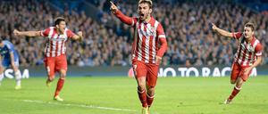Nach dem Ausgleichstreffer: Atlético Madrids Adrian Lopez. 