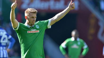 Matchwinner in seinem vorletzten Spiel für Werder Bremen: Doppeltorschütze Aaron Hunt.