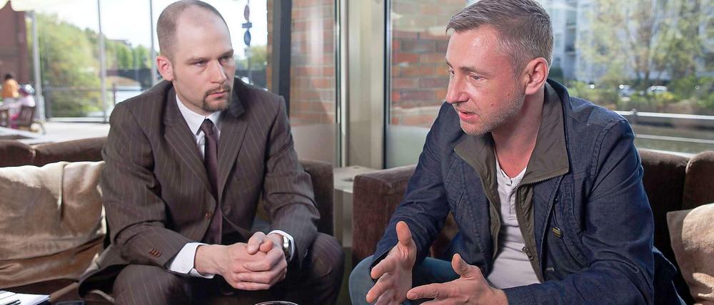 Im Gespräch: SPD-Politiker Lars Oberg (links) und der Begründer von "Bildet Berlin", Florian Bublys