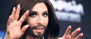 Geschlechterrollen sind nicht immer eindeutig. Conchita Wurst mit Bart und Perücke nach ihrem Sieg in Kopenhagen.
