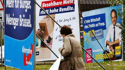Parteien werben vor der Europawahl am 25. Mai. 