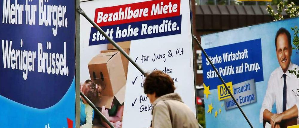 Parteien werben vor der Europawahl am 25. Mai. 