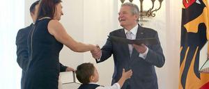 Bundespräsident Joachim Gauck bei der Einbürgerungsfeier am Donnerstag im Schloss Bellevue