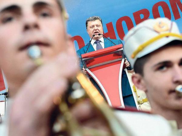 Präsidentschaftskandidat Petro Poroschenko beim Wahlkampf in Lemberg.