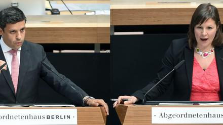 SPD-Fraktionschef Saleh und Grünen-Oppositionspolitikerin Kapek: Sie beide kamen am Donnerstag im Parlament noch einmal zu Wort.