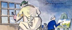 Schwarzarbeit. Zeichnung von Franciszek Znamirowski aus dem Jahr 1944.