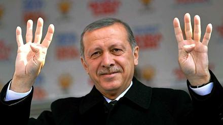 Der türkische Premier Recep Tayyip Erdogan bei einem Wahlkampfauftritt
