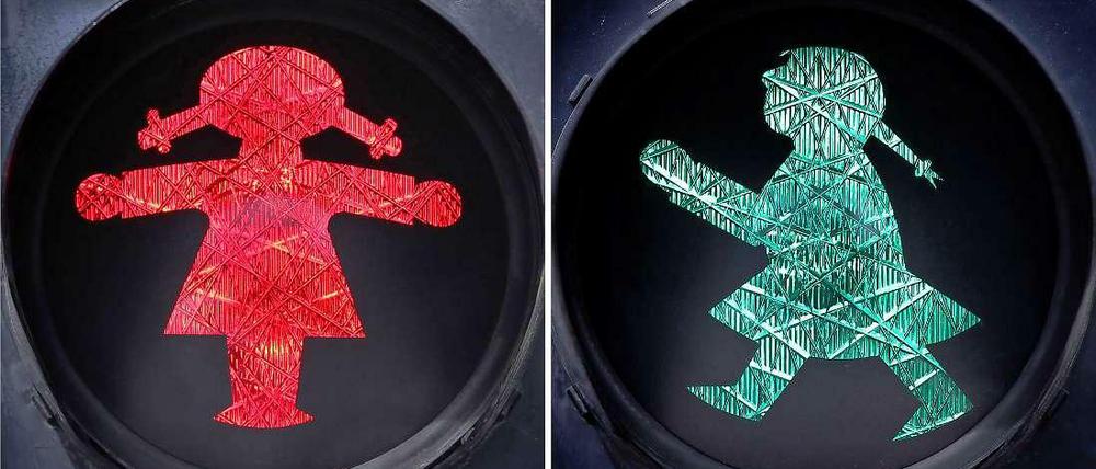 Mit Rock und Hut? Über die richtige Gestaltung der Ampelfrau wird noch gestritten.