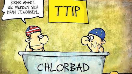Unter Wasser. Die Angst vor Chlorhähnchen und Hormonfleisch bestimmt die Debatte um das TTIP-Abkommen. Mittlerweile nimmt die Politik die Bedenken der Bürger auf. Doch nicht nur Europäer, auch Amerikaner fürchten sich – ihnen ist etwa französischer Rohmilchkäse suspekt.