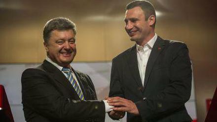 Der designierte ukrainische Präsident Petro Poroschenko und der künftige Bürgermeister von Kiew, Vitali Klitschko.