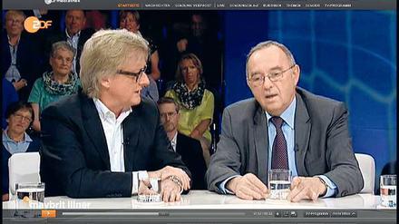 Hoeneß-Freunde, Hoeneß-Feinde. Hans-Ulrich Jörges (links) und Norbert Walter-Borjans bei „Maybrit Illner“.