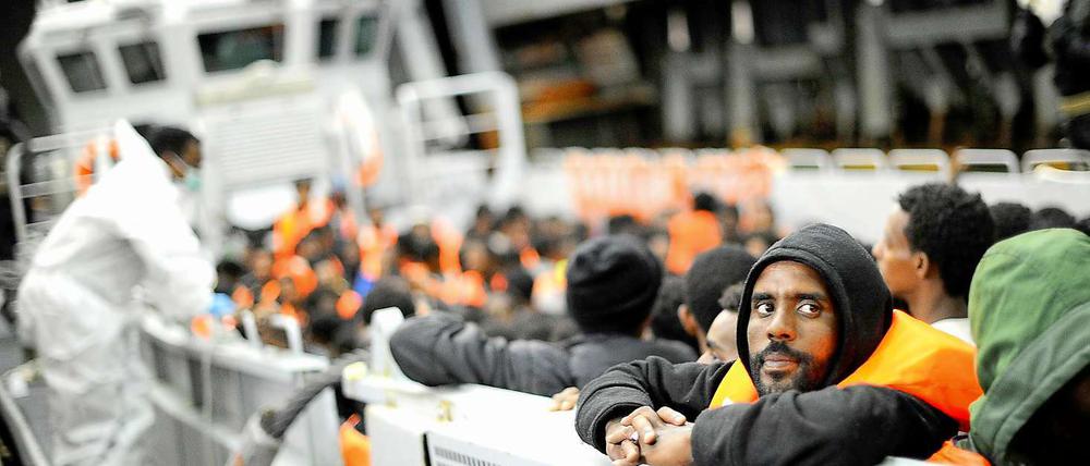 Flüchtlinge vor Lampedusa.