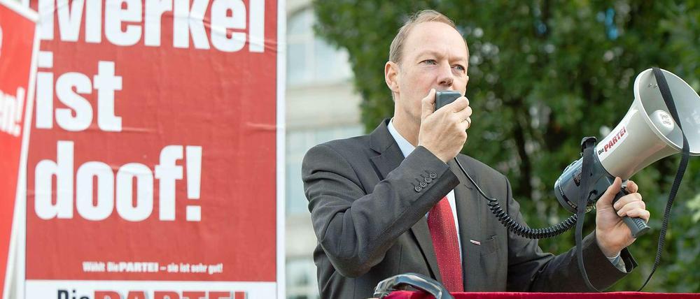 Martin Sonneborn, hier auf einer Wahlkampveranstaltung aus dem Jahr 2013. 