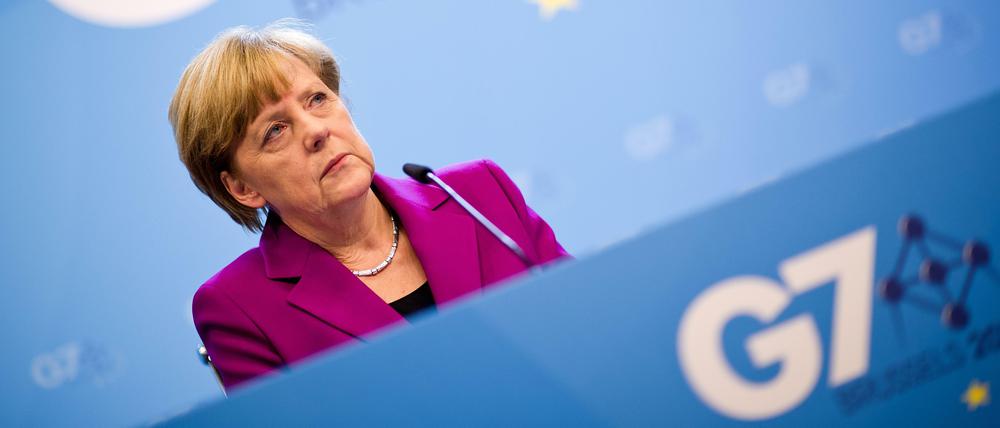 Kanzlerin Angela Merkel spricht auf dem G7-Gipfel in Brüssel.