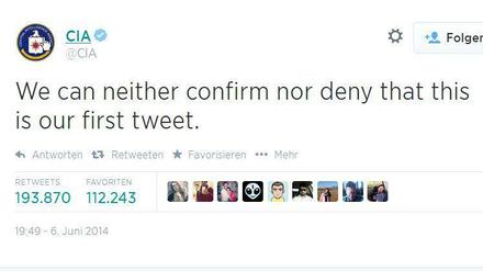 Die CIA versucht's bei Twitter mit Ironie.