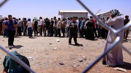 Irakische Familien flüchten vor der Gewalt in der Provinz Nineveh.