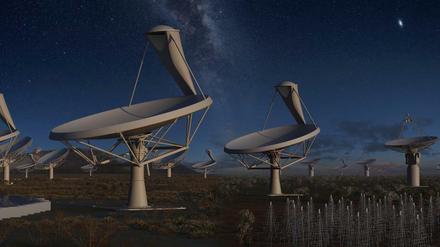 Lauschangriff. So könnte er einmal aussehen, der Antennenpark SKA. 2017 soll der Bau beginnen, wobei es in Australien und Südafrika bereits einige Dutzend Antennenschüsseln gibt, die dann in den Verbund aufgenommen werden sollen. 