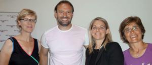 Tagesspiegel-Redakteurin Scheffer (links) begrüßte Jens Nowotny, Nia Künzer und Monika Staab im Verlagshaus. 
