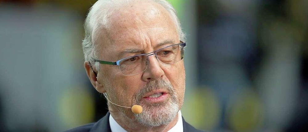 Franz Beckenbauer beim DFB-Pokal-Finale zwischen Borussia Dortmund und FC Bayern München am 17.05.2014 im Olympiastadion in Berlin.