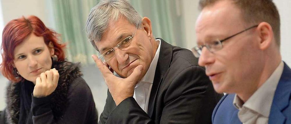 Linken-Funktionäre Kipping, Riexinger, Höhn (von links): Ehrenkodex für Mitarbeiter geplant