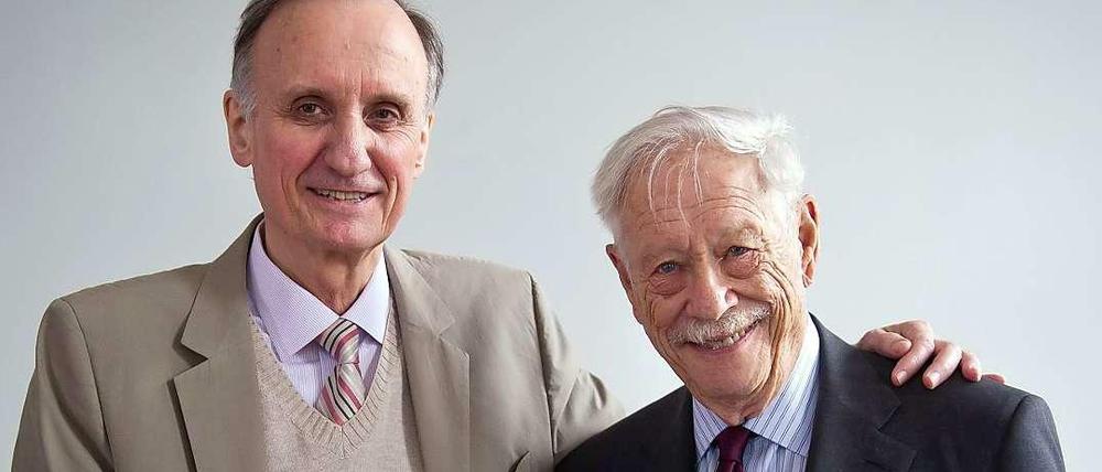 Michael Blumenthal, der noch amtierende Direktor des Jüdischen Museums Berlin (r.), und Peter Schäfer, Judaist und designierter Nachfolger am 19. Juni in Berlin. Schäfer folgt am 1.9.2014 auf den Gründungsdirektor.
