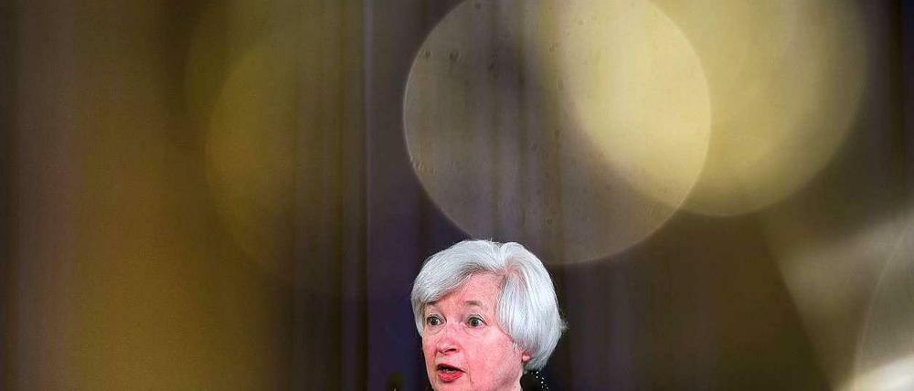 Fed-Chefin Janet Yellen erklärte am Mittwoch die Zinspolitik der US-Notenbank Fed, die sie leitet.