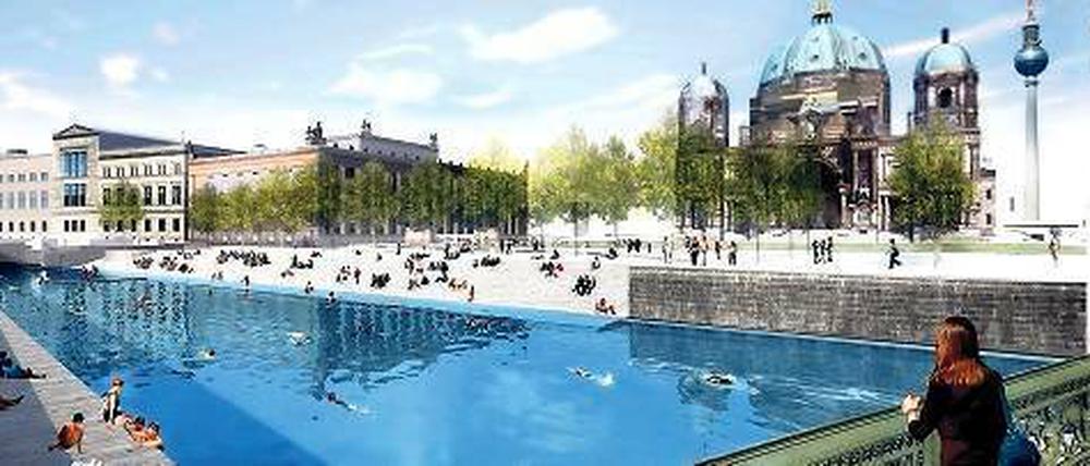 Mitte kühlt ab. Seit vielen Jahren gibt es die Idee, am Lustgarten in der Spree zu schwimmen. Jetzt ist auch die CDU dafür.