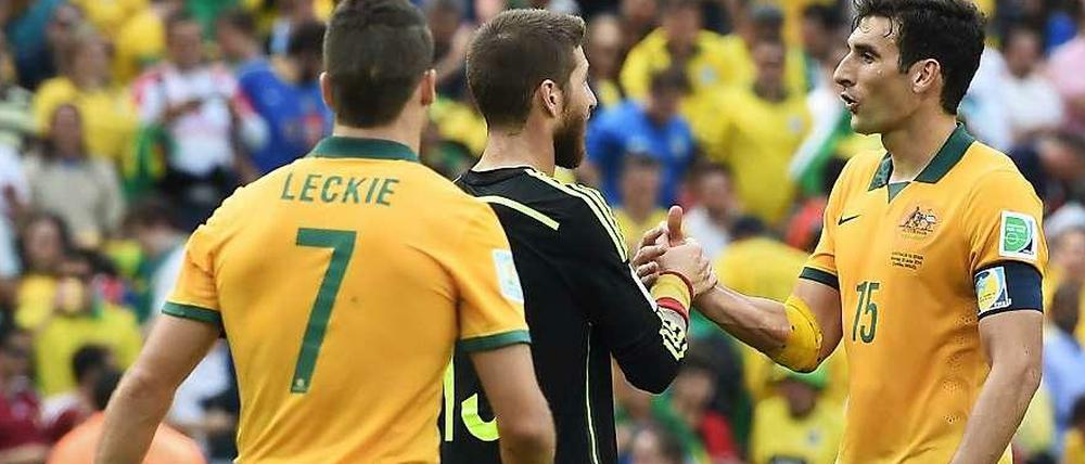 Versöhnlicher Abschied: Spaniens Ramos und Australiens Jedinak.