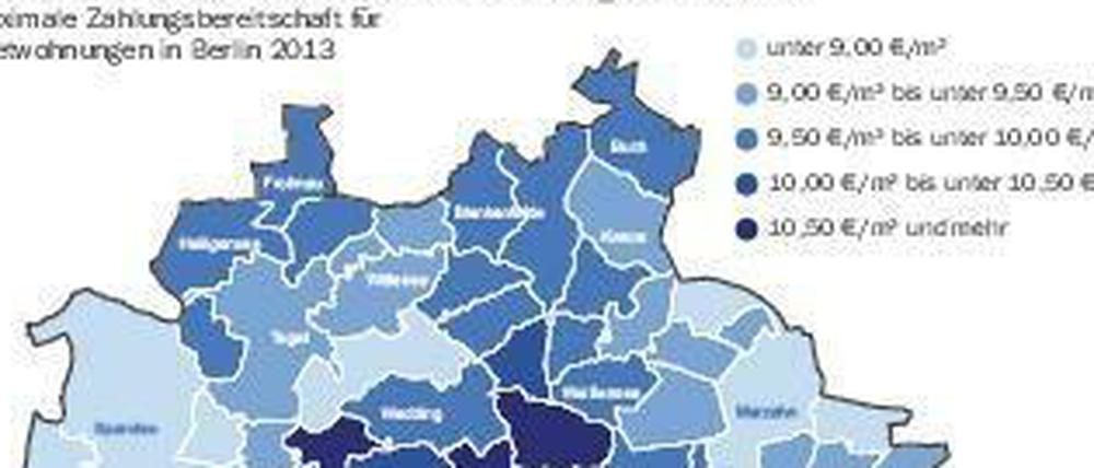 Bevorzugte Wohnlagen in Berlin: Zentrum und Südwesten sind am begehrtesten.