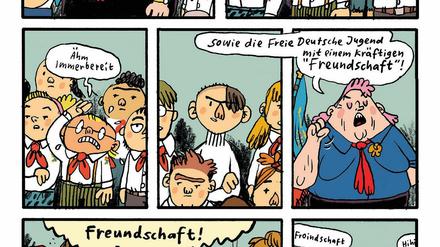 Immer bereit. Eine Seite aus Mawils "Kinderland".