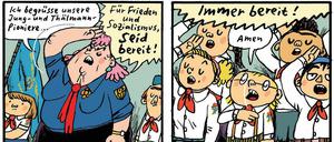 Immer bereit. Eine Seite aus Mawils "Kinderland".