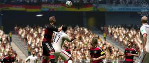 Kopfballduell. Szene aus "Fifa Fußball-Weltmeisterschaft Brasilien 2014".